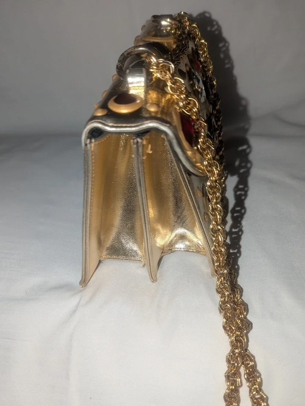 Vintage Meyers Gold Jeweled Metallic Crossbody with Multicolor Gem Accents